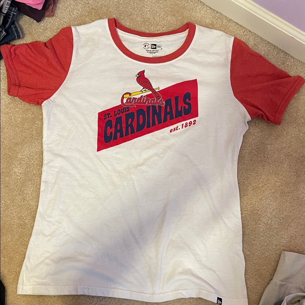 New Era St. Louis Cardinals White and Red Ringer T-Shirt